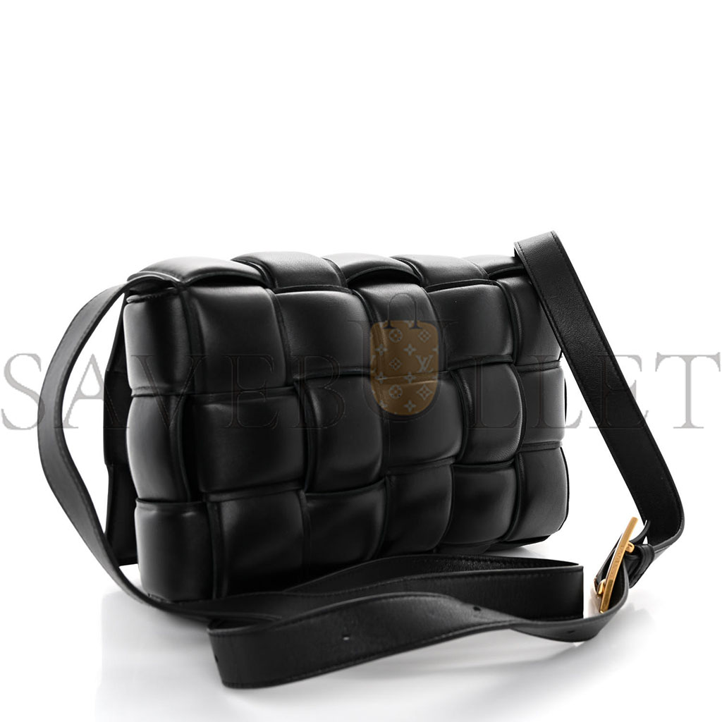 BOTTEGA VENETA NAPPA MAXI INTRECCIATO PADDED CASSETTE CROSSBODY BAG BLACK  (26*18*8cm)